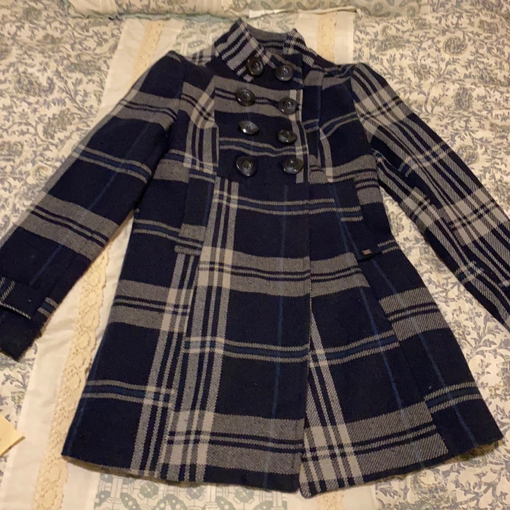 DKNY  Blue and Gray Plaid coat